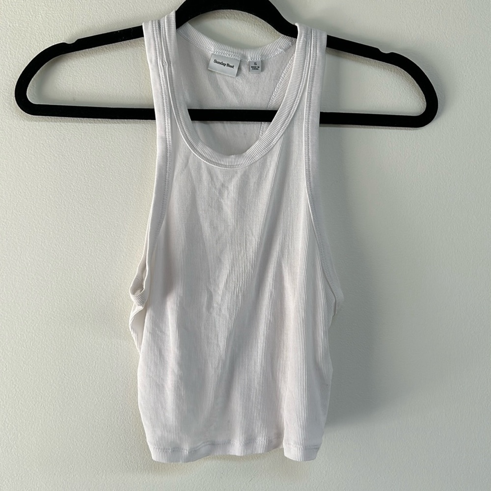 Sunday Best tank cropped | white